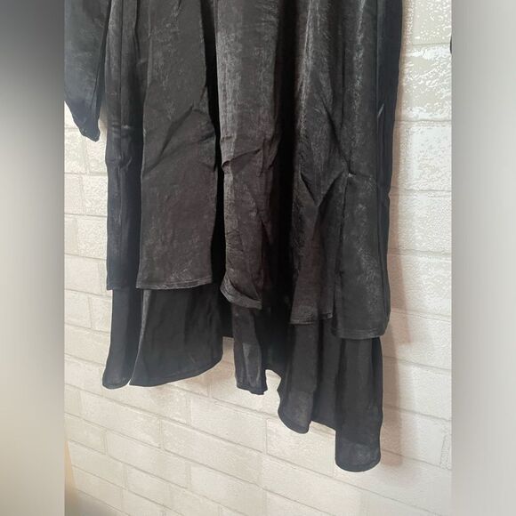 Lascana NWT Black Silk-like Dress Long Sleeved Double Layered size 6 - Picture 5 of 8